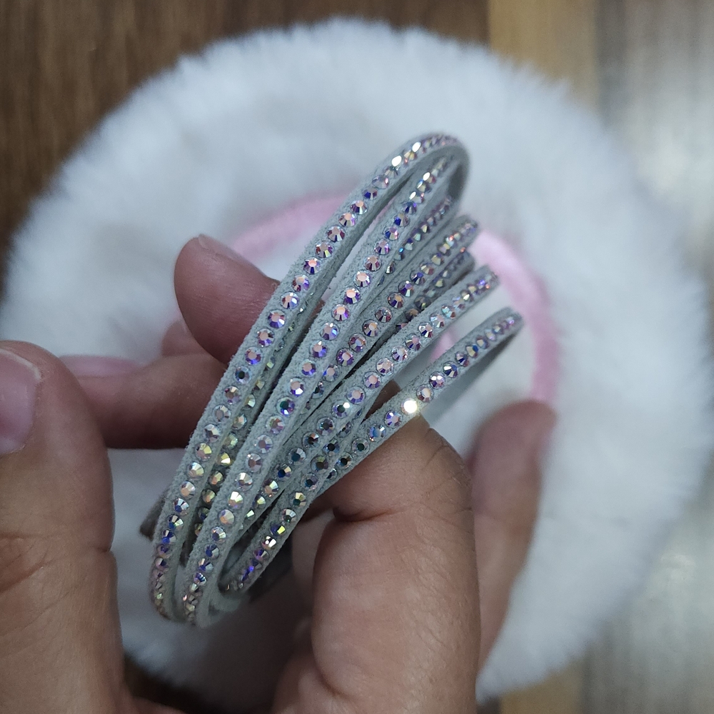 Touchstone Crystal Gray And AB Crystal Wrap-Star Bracelet